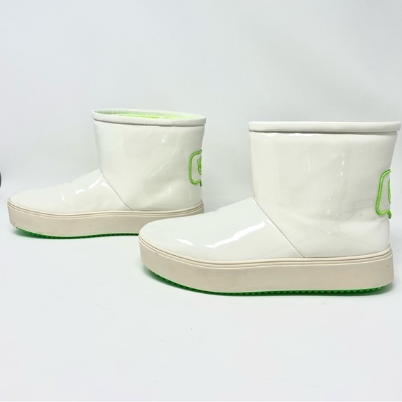 CHIARA Ferragni Logo Patch White Vinyl and Plush Lined Ankle Booties Size 39 - Picture 10 of 16